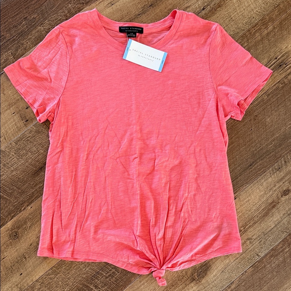 Rachel Rachel Roy Coral Short Sleeve Tie-Front Tee